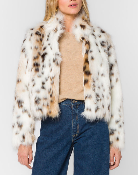 Faux Fur in Snow Leopard Patern. Must have Jacket by Velvet Heart.