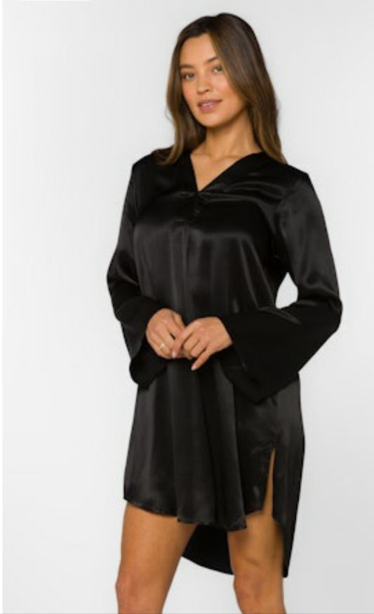 Glossy Viscose Fabric is what this Gorgeous Dress is made with. Perfect Black Dress to wear as a Dress or can be worn as a tunic. Made by Velvet Heart