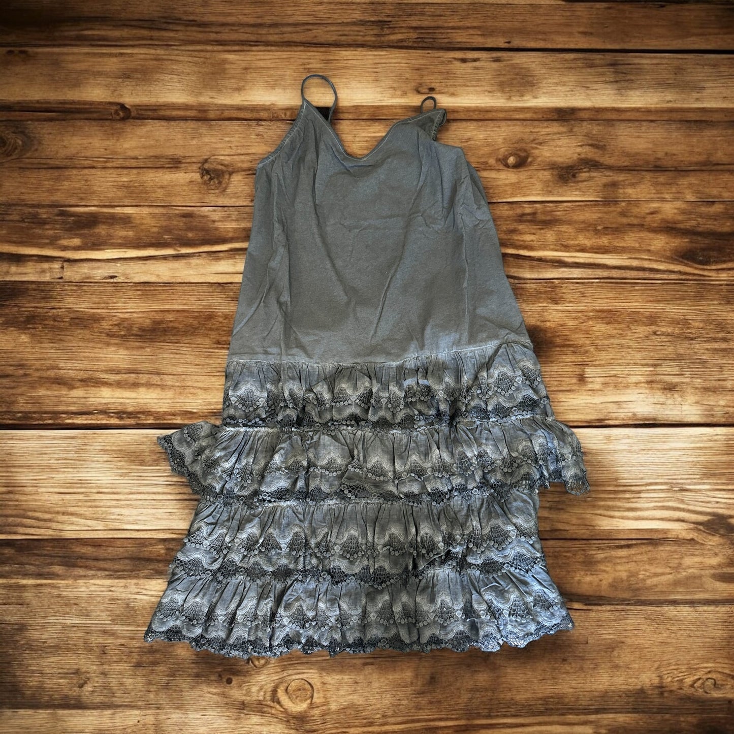 Vintage Ruffle Slip Dress (Black)