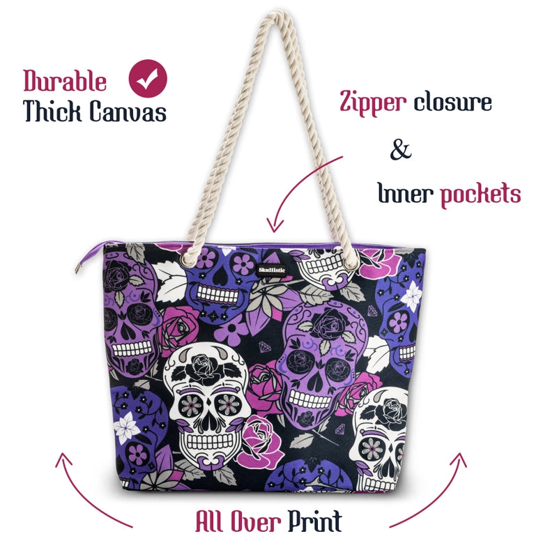 Skullistic Sugar Skull Purple Shoulder Bag
