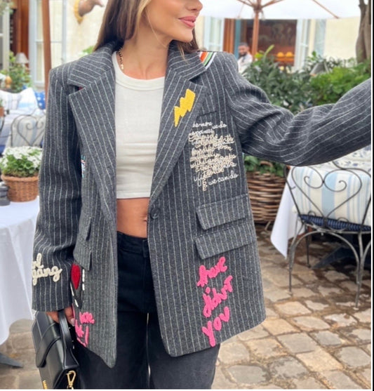 Made in Paris by Designer Maxmilla. Beautiful Statement Piece Blazer that shows off your edgy style and sophistication.