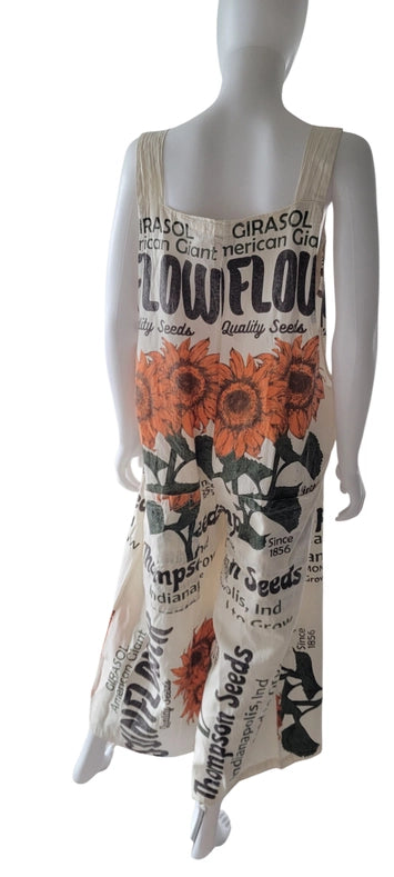 Vintage Print Sunflower Overalls