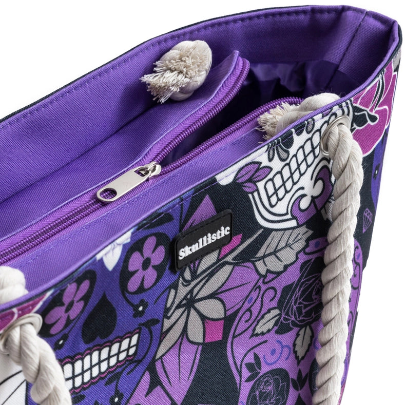 Skullistic Sugar Skull Purple Shoulder Bag