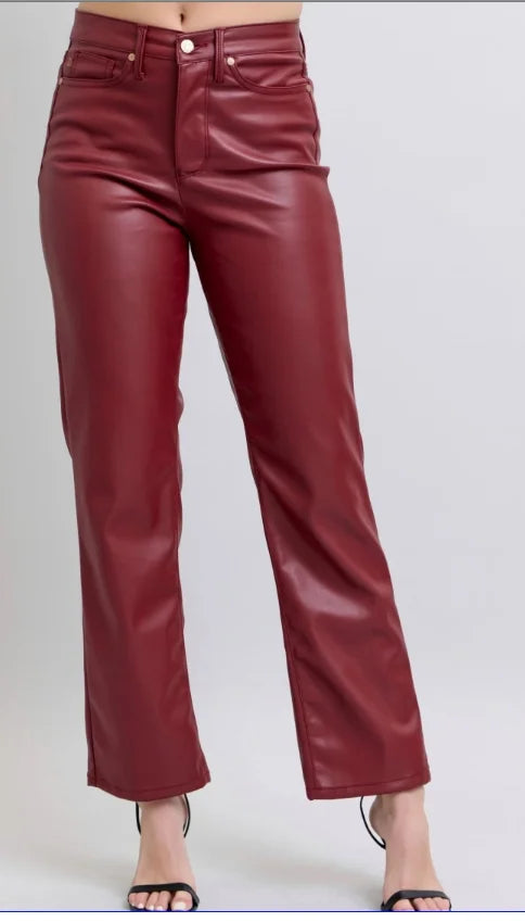 I See Red..Faux Leather Pants by Judy Blue