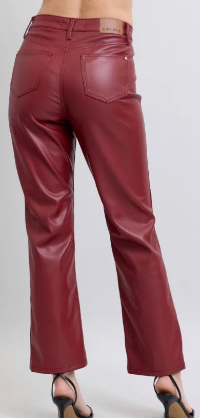 I See Red..Faux Leather Pants by Judy Blue