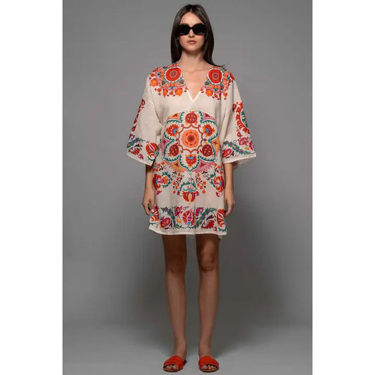 Bohemian Medallion Bell Sleeve Dress/Tunic