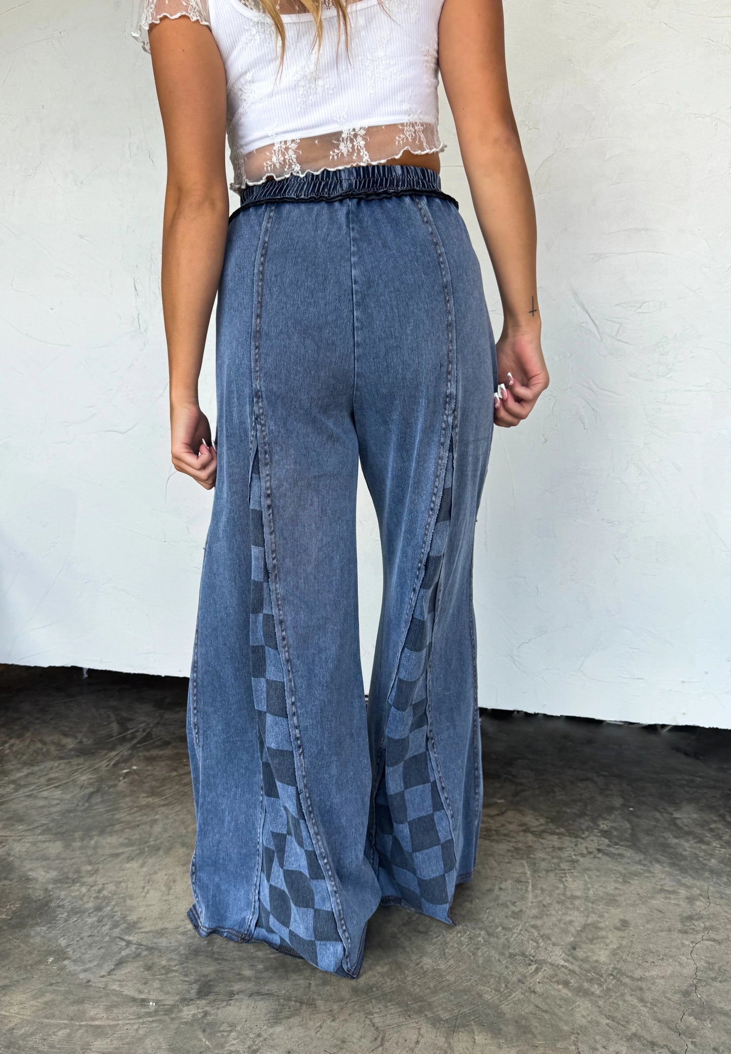 Groove on Checker Flare Pants