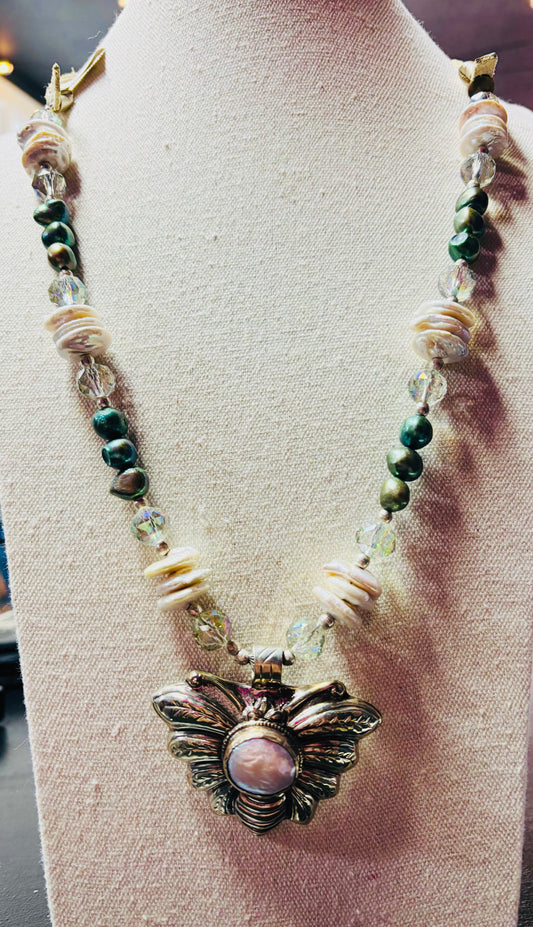Bee With Mother Of Pearl Necklace