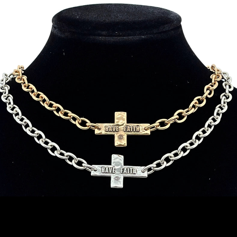 Have Faith  Cross  Midi Choker