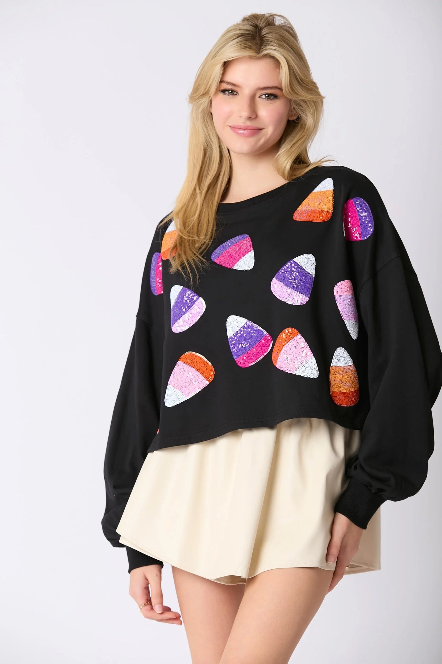 Candy Corn Cropped Sweatshirt