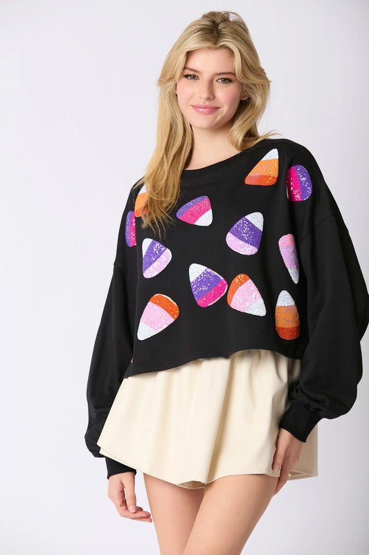 Candy Corn Cropped Sweatshirt