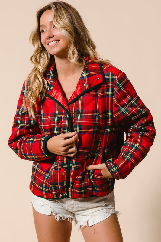Tis The Season Tartan Plaid Quilted Jacket