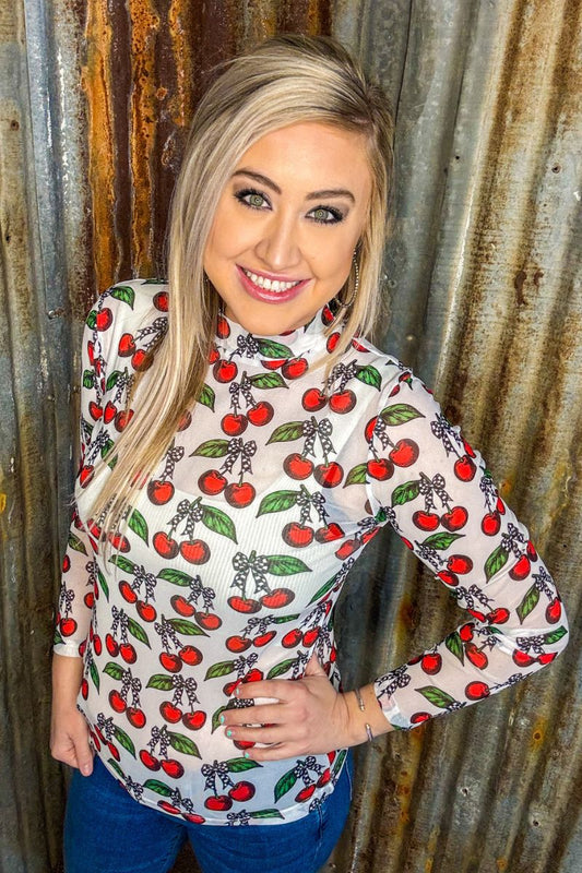 Cherry on Top Mesh Top