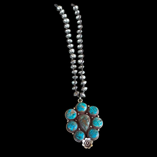 Genuine Chrysocolla Gemstone set in German Silver. Design by Tara Gasparian