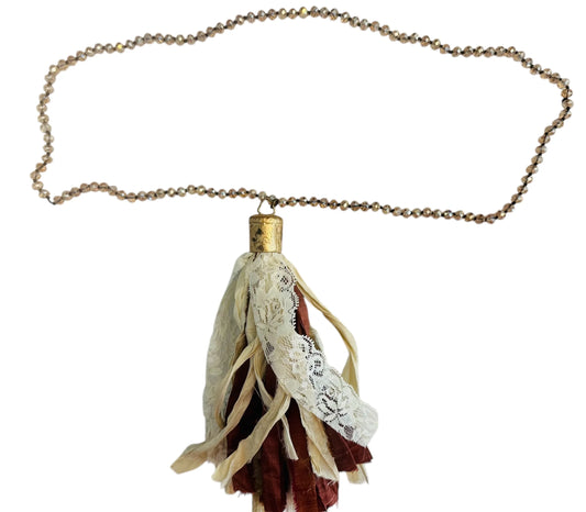 Silk Tassel Necklace in Champagne