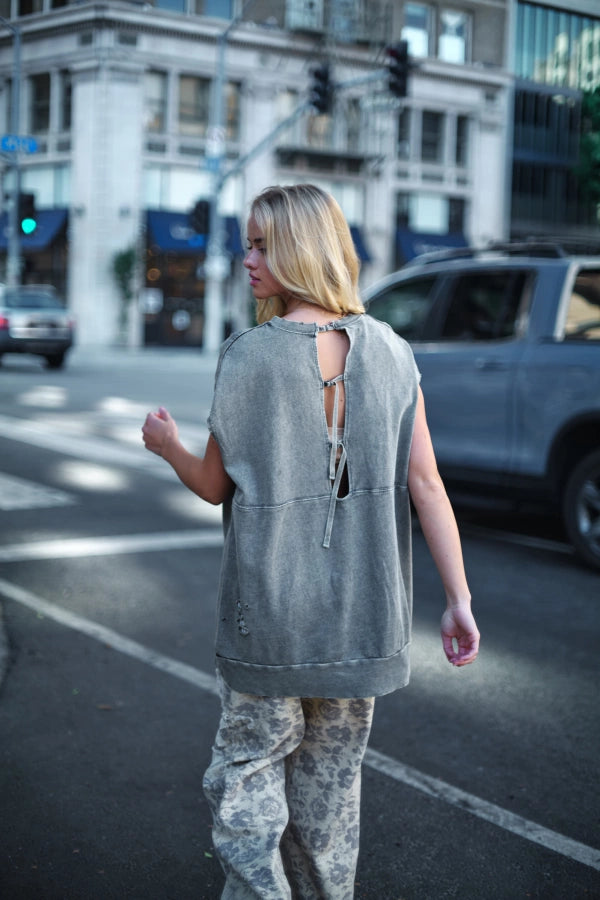 Salt Roads Washed Grunge Sleeveless Top by Davi & Dani