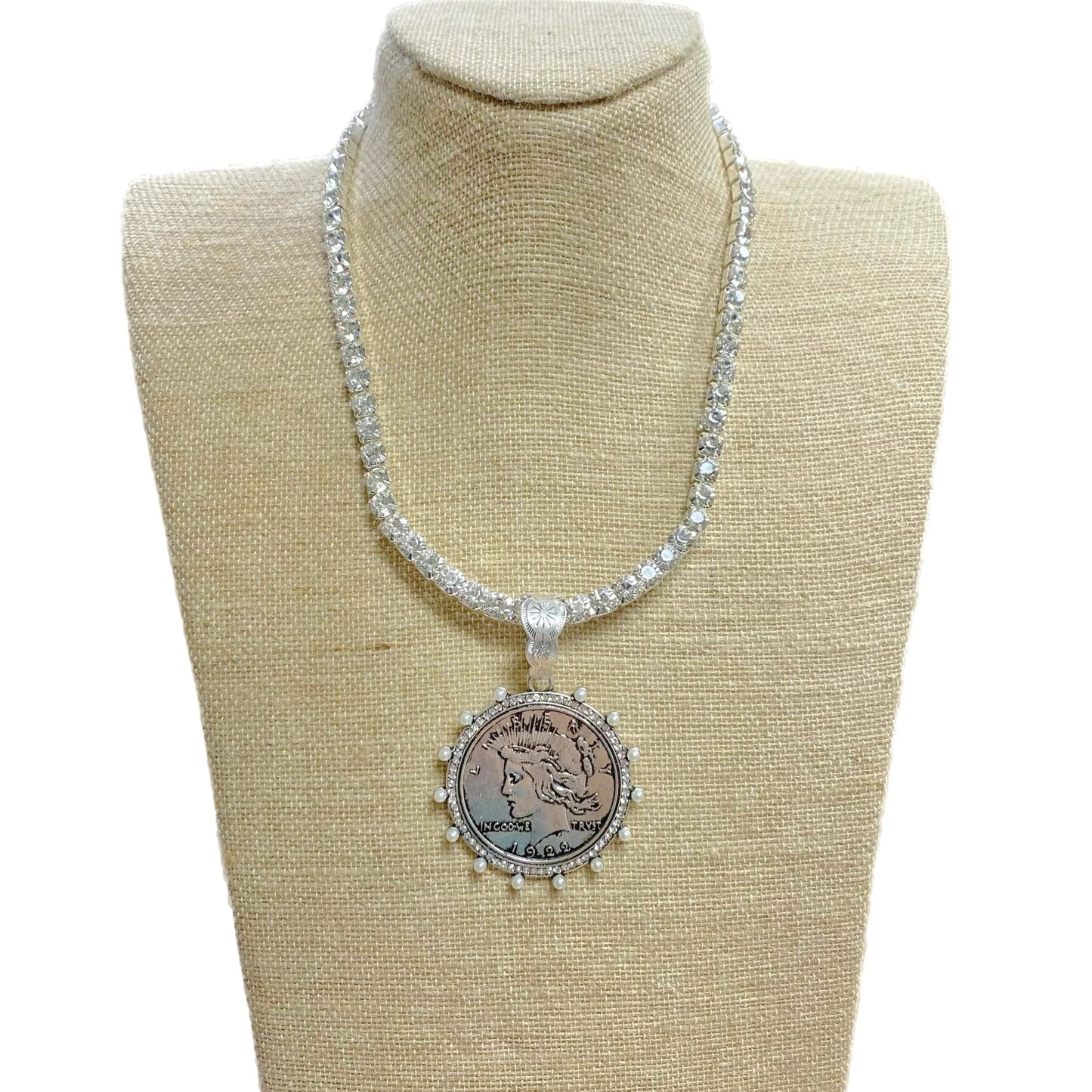 Liberty Coin with Bling Necklace