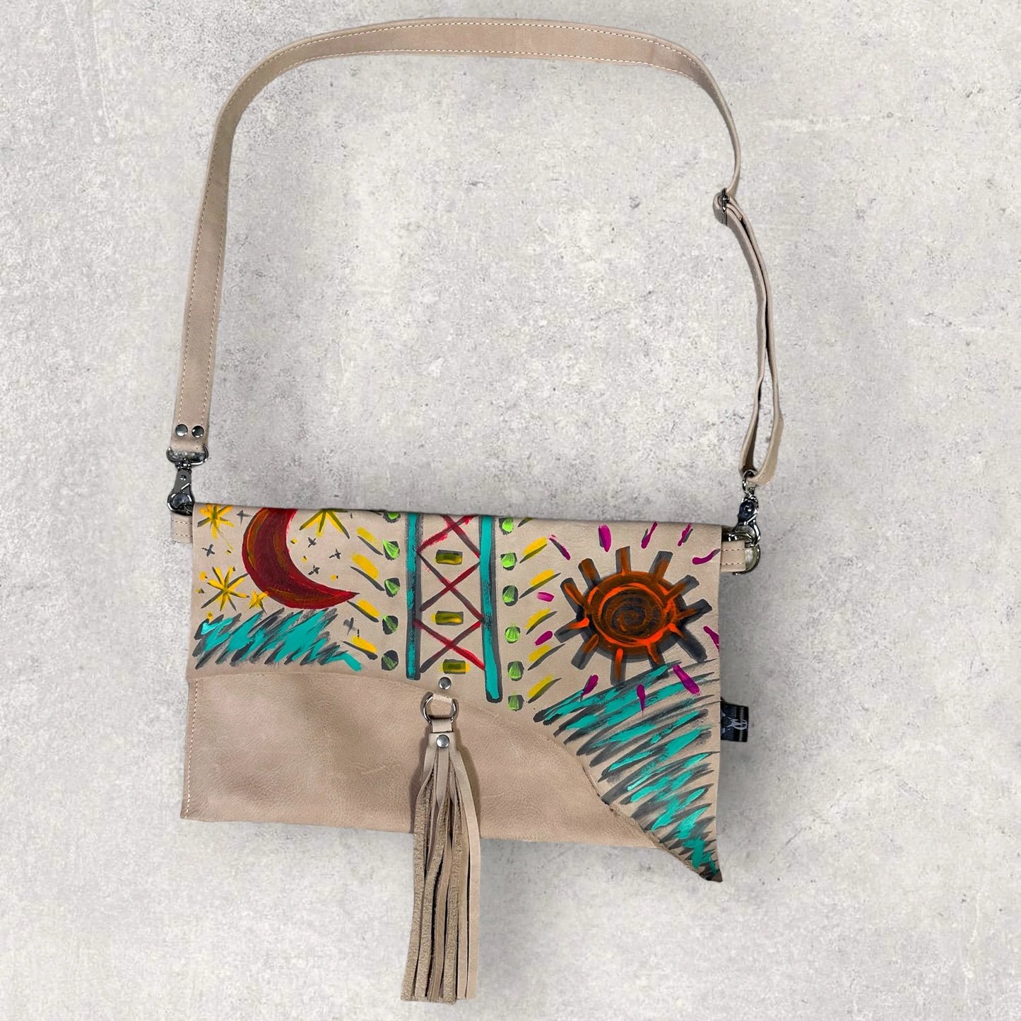Doodle Boho Leather Crossbody