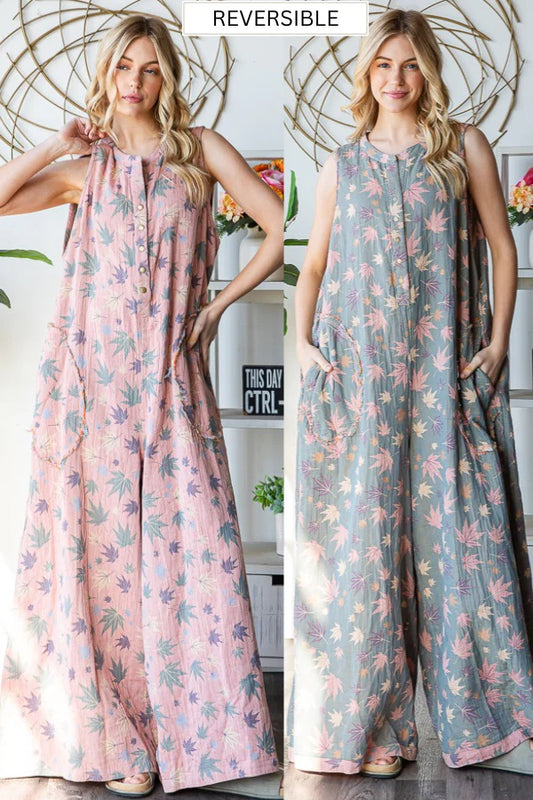 Maple Leaves in the Spring Reversible Jumpsuit