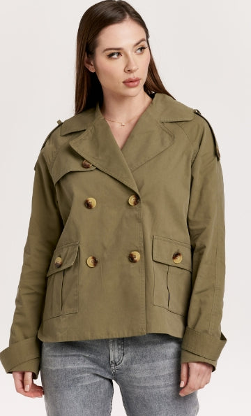 Fantastic Cropped Trench Coats are Here and the best trend for now and into the Spring. Lightweight and Looks Classy on Everyone. Functional pockets and tailered sleeves. 
Brand: Another Love