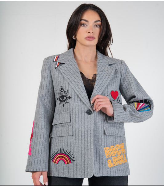 Made in Paris by Maxmilla. Unique embroidered blazer.
