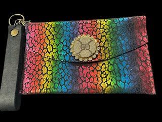 Rainbow Leather Wristlet by Sandra Ling
