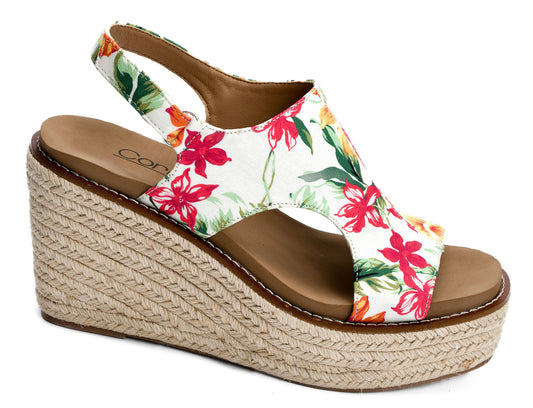 Freddie White Floral Wedges by Corkys