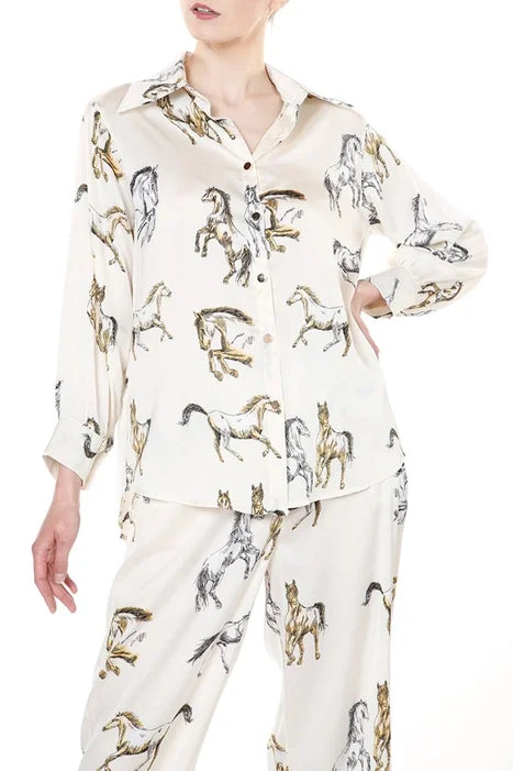 Wild Horses Loungewear Set~ White