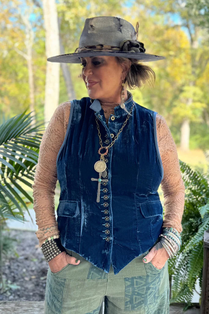 Mesmerized Velvet Vest-Royal