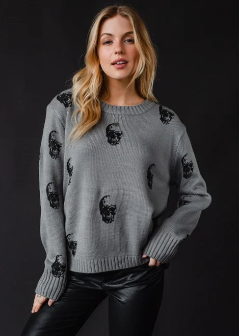 Gray Skull Sweater
