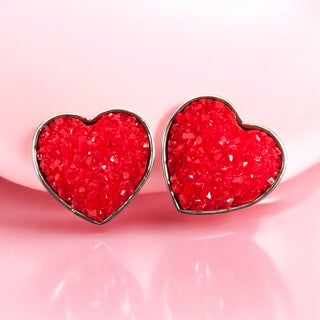 Red Heart Stud Earrings