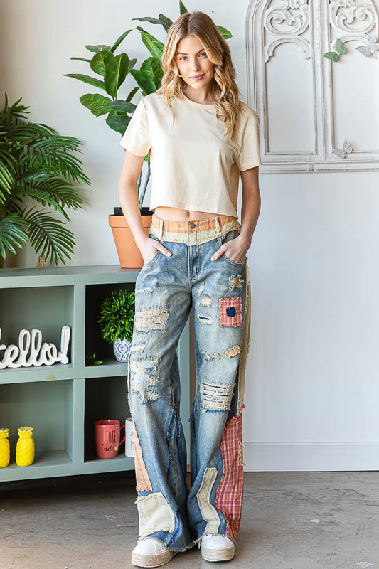 Let's Patch Things Up Denim Pants