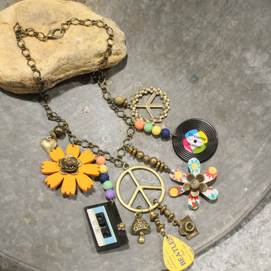 Spin the Record Groovy Charm Necklace