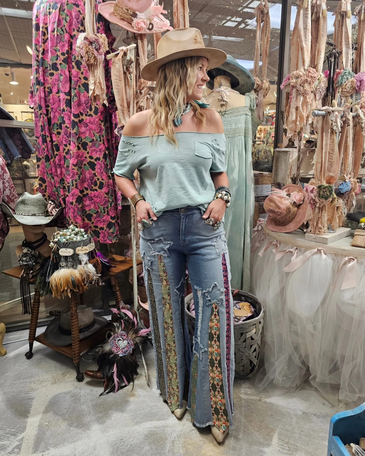 Tie Pants by A Rare Bird. Star Applique. Unique. Boho-Chic