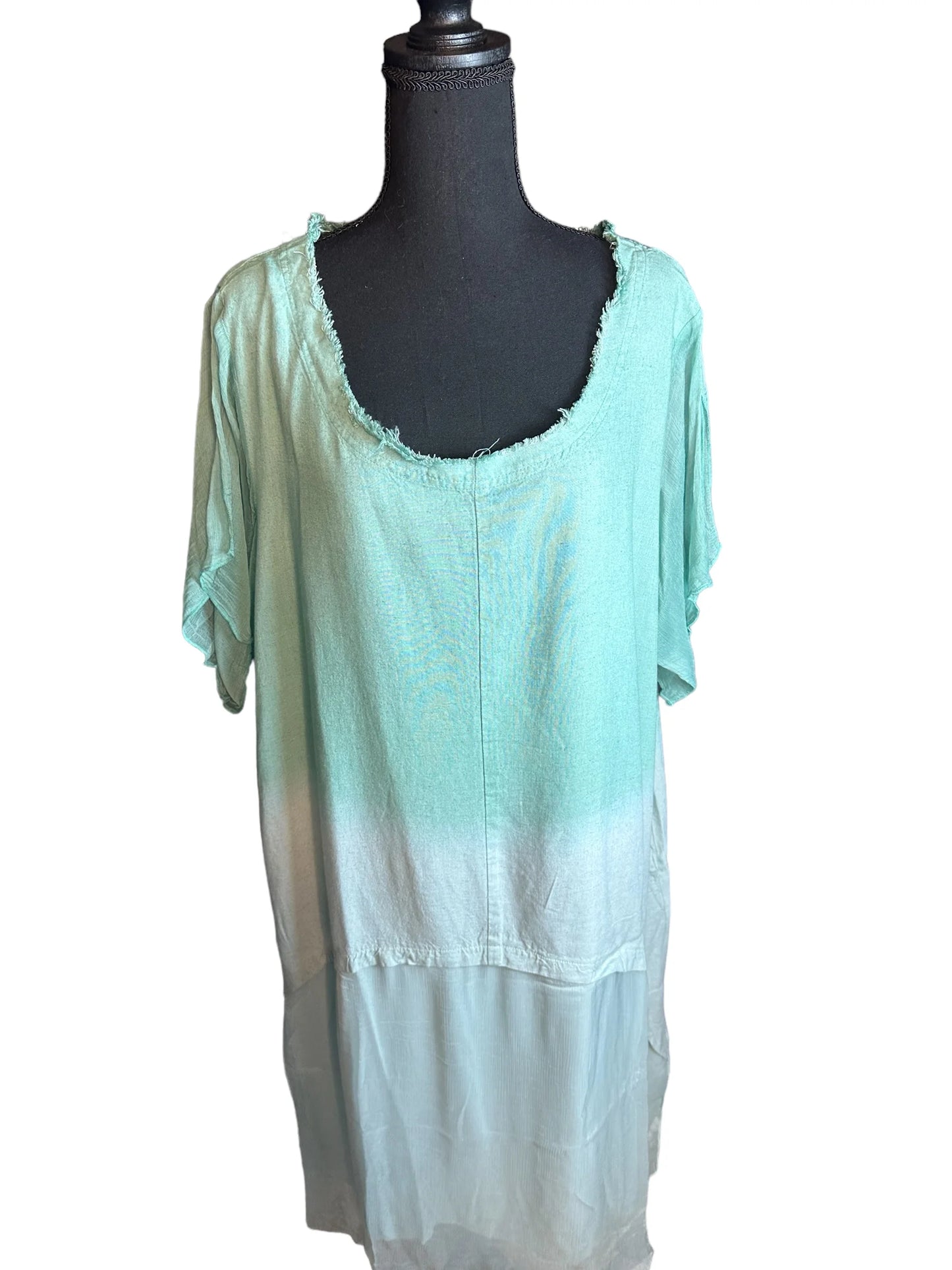 Dip Dyed Tunic Turquoise in boho eclectic style
