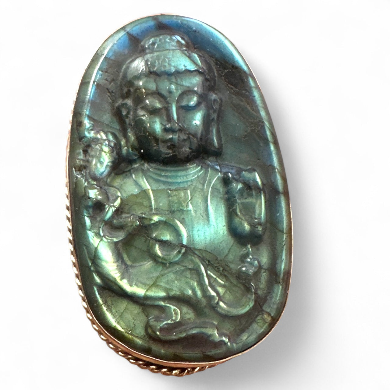 Labradorite Buddha Adjustable Ring