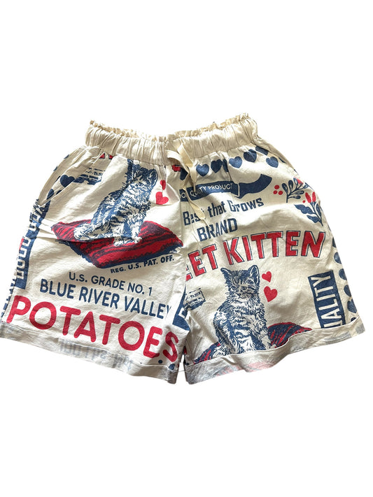 Vintage Print Sweet Kitten Shorts
