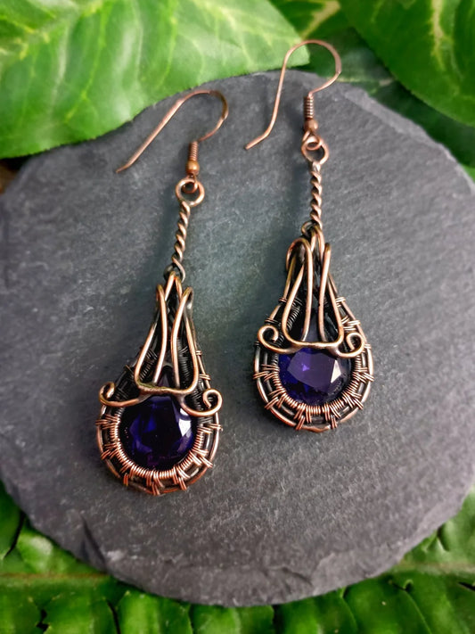 Violet Crystal Teardrop Earrings