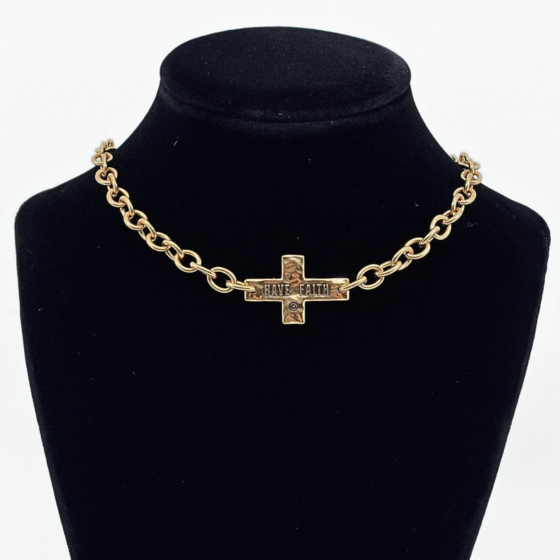 Have Faith  Cross  Midi Choker
