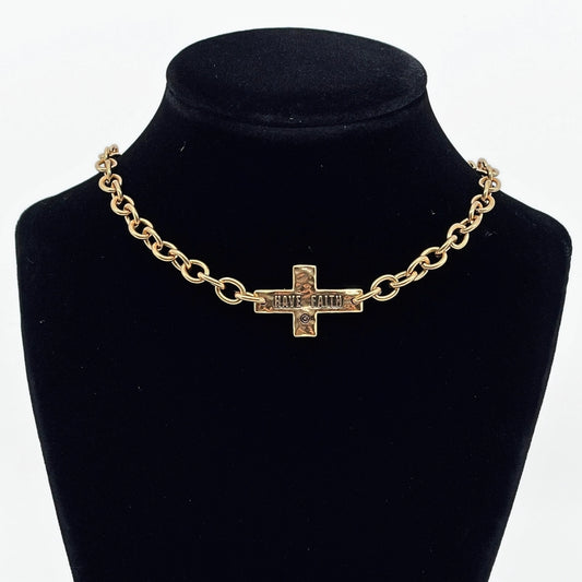 Have Faith  Cross  Midi Choker