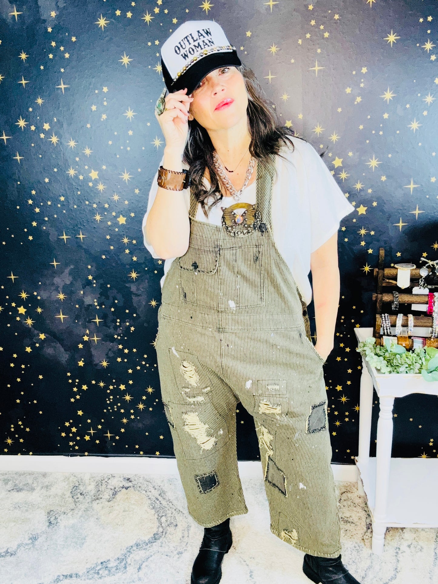 Endless Travel Overalls~ Midnight Railroad by Jaded Gypsy in boho eclectic style