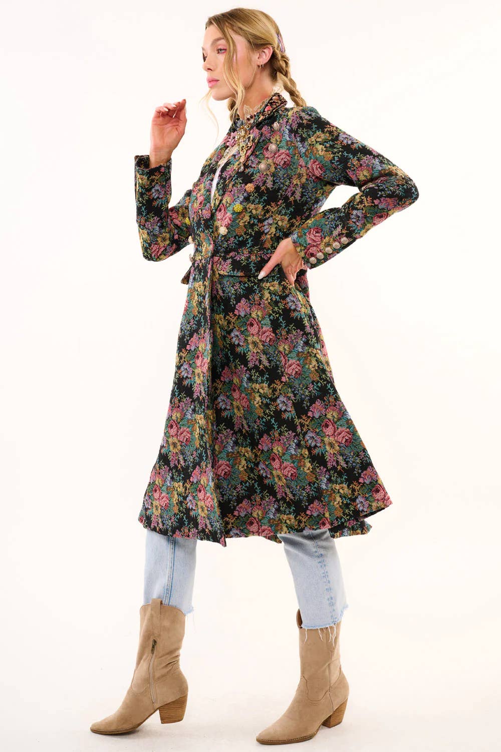 Enchanted Nature Jacquard Coat by Aratta