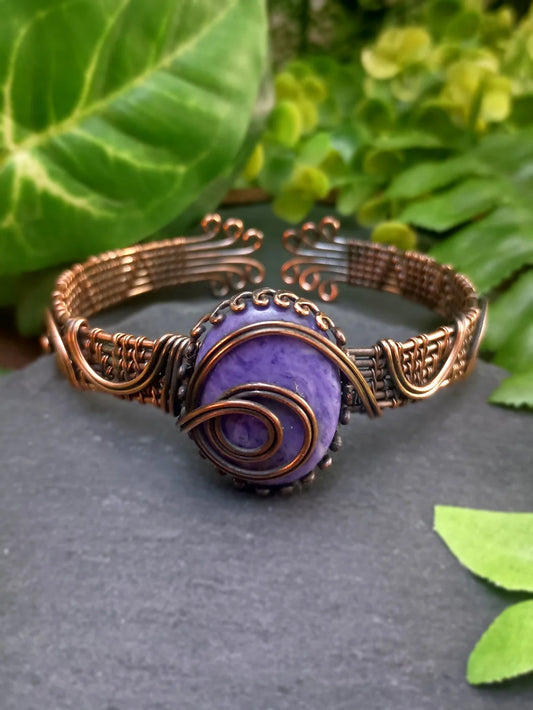 Swirled Charoite Cuff Bangle
