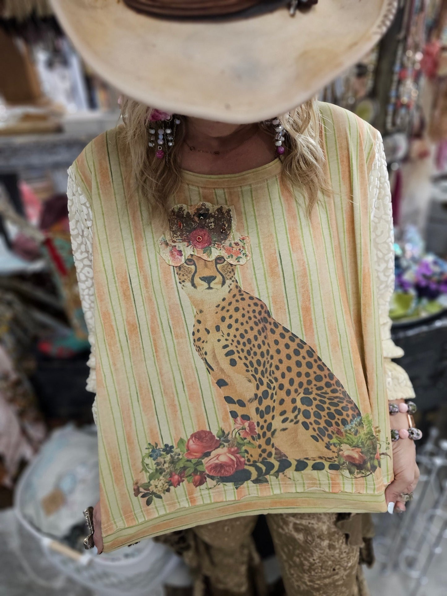 QUEEN CHEETAH TOP By A Rare Bird in boho eclectic style