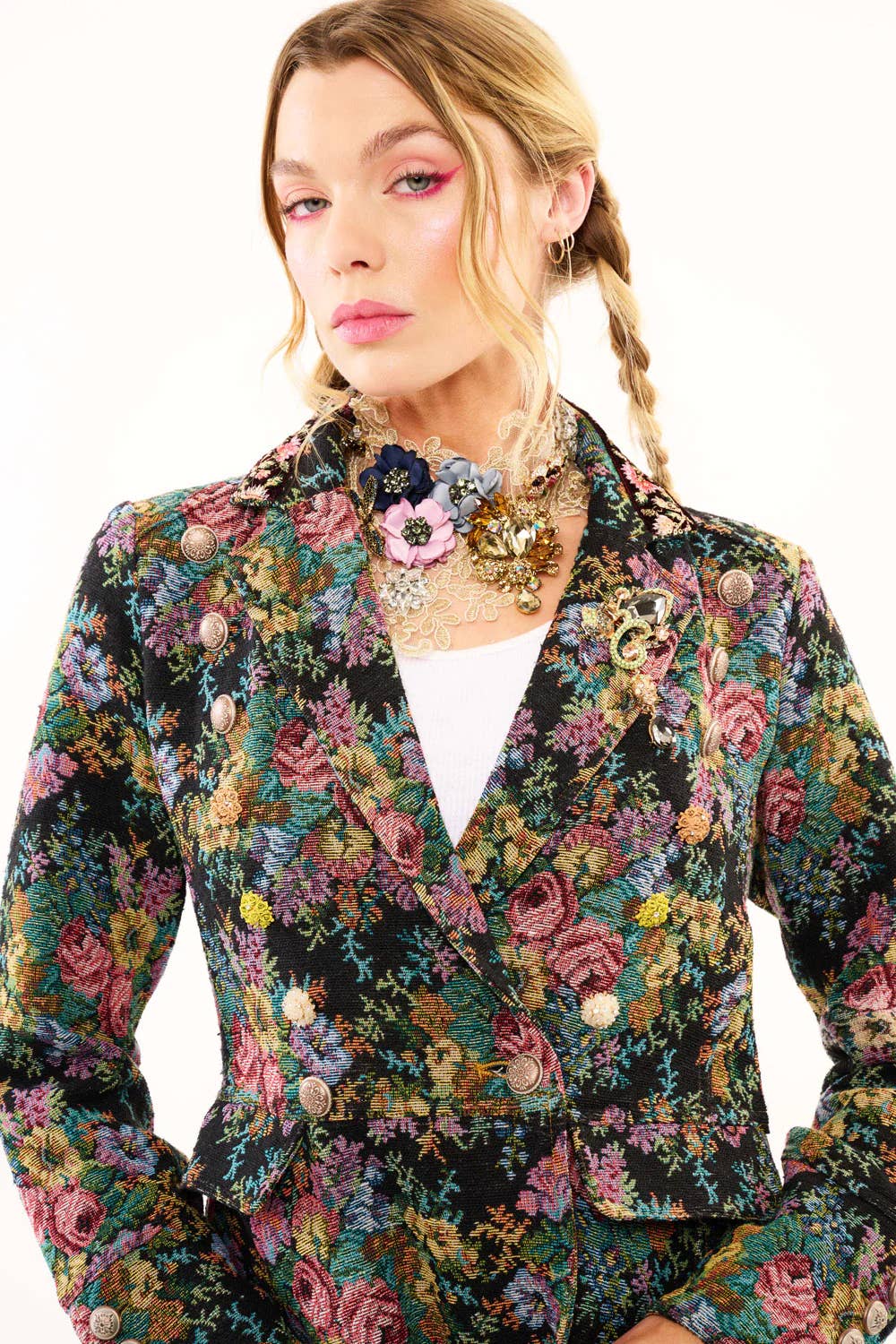 Enchanted Nature Jacquard Coat by Aratta