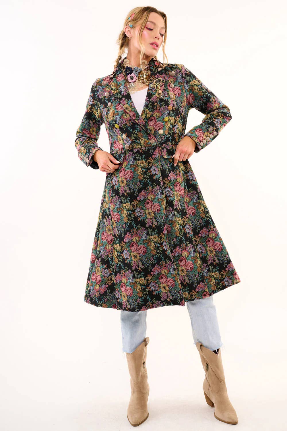 Enchanted Nature Jacquard Coat by Aratta