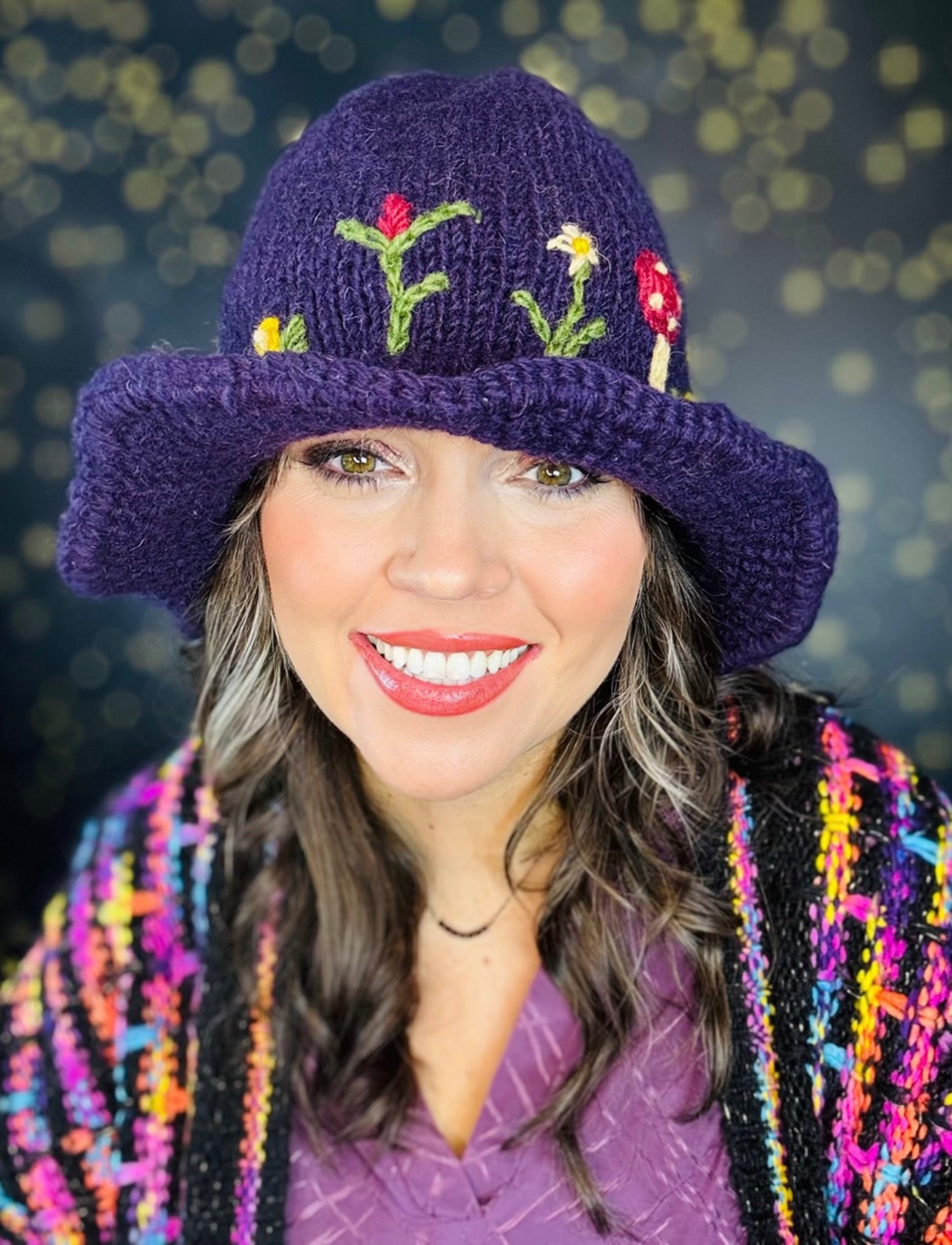 Woodland Whimsy Knit Hat in boho eclectic style