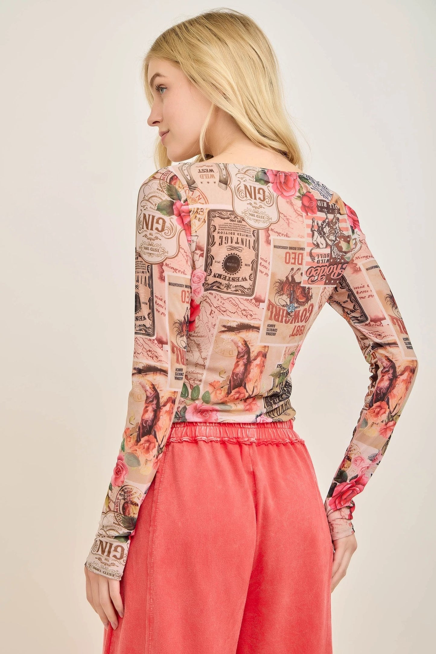 Rosewood Reverie Mesh Top by J.Her