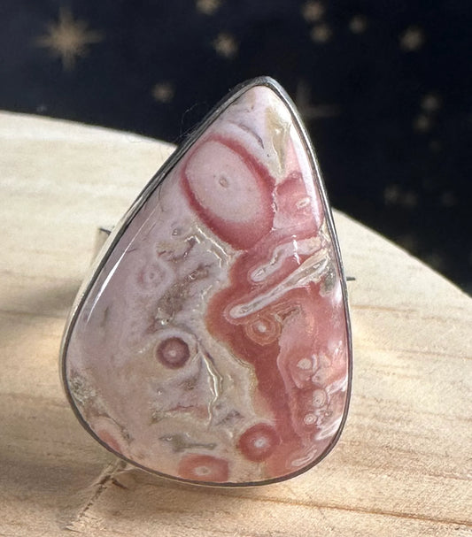 Rhodochrosite Ring on Sterling Silver