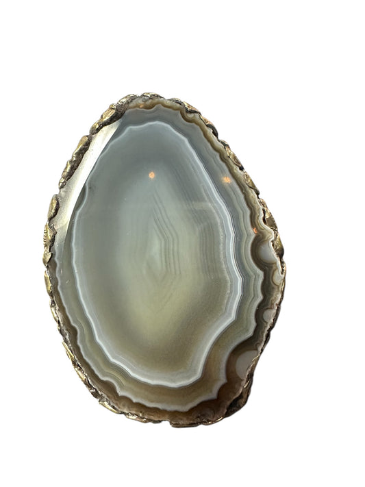 Brazilian Agate in Grey Adjustable Ring